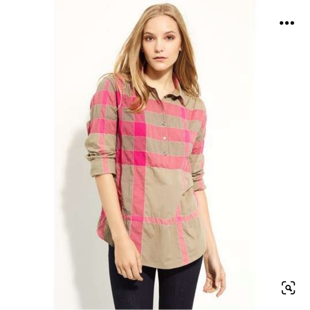 COPY - COPY - Burberry Brit Pink & Beige Checkered Button Front Shirt S